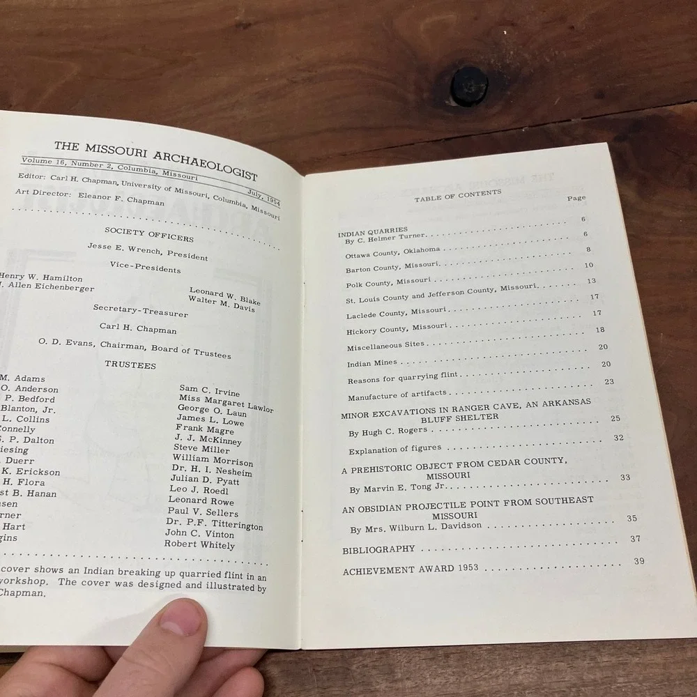 Missouri Archaeologist Vol 16 No 2 July 1954 Native American Archaeology Journal
